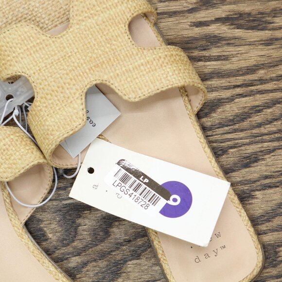 NWT A New Day Womens Nina Raffia H-Band Slide Sandals 92244961 Beige Brown 6M - Picture 10 of 10